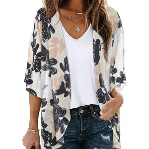 Floral Kimono Cardigan Topper Women's One Size Fits All